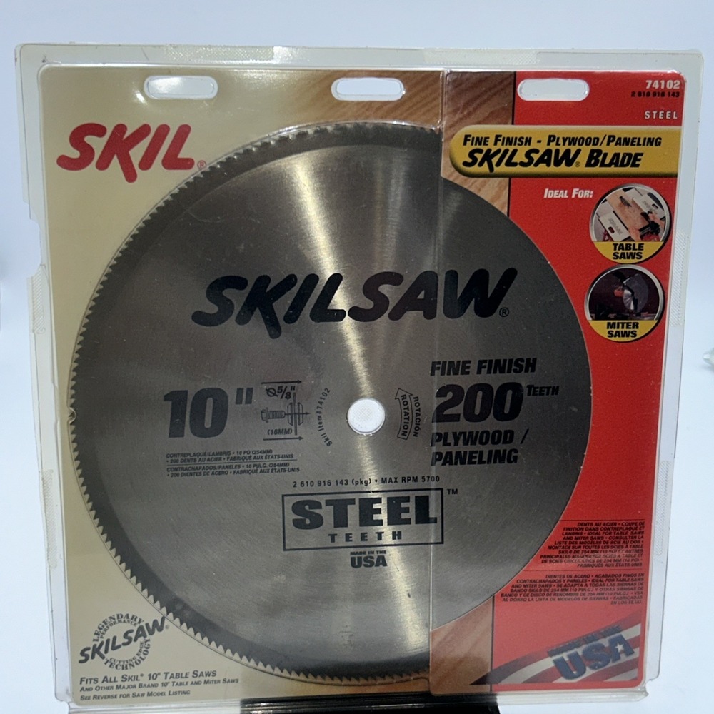 Skil 10 inch 200 Teeth Plywood/Paneling Steel Blade 5/8 Arbor New Made In USA